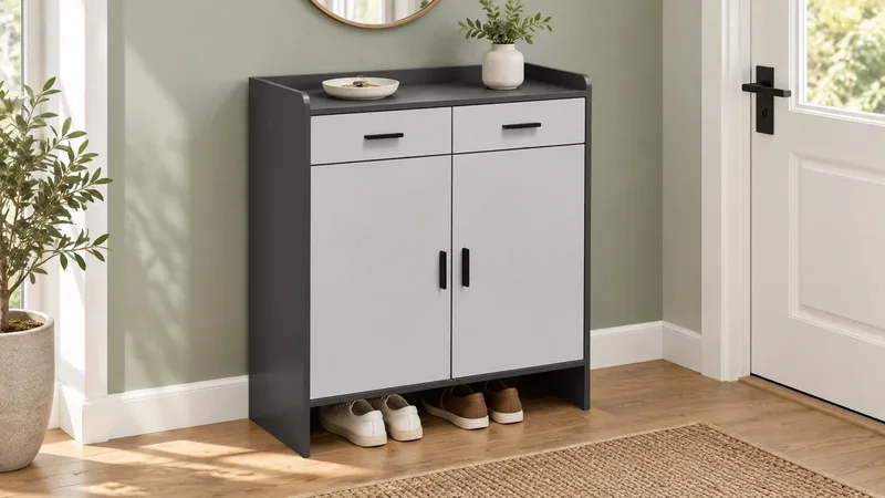 Grey Shoe Cabinet with Drawers: Organizing the Everyday Entryway