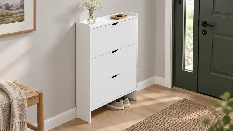 Handleless White Shoe Cabinet: A Clean-Lined Choice for Small Hallways